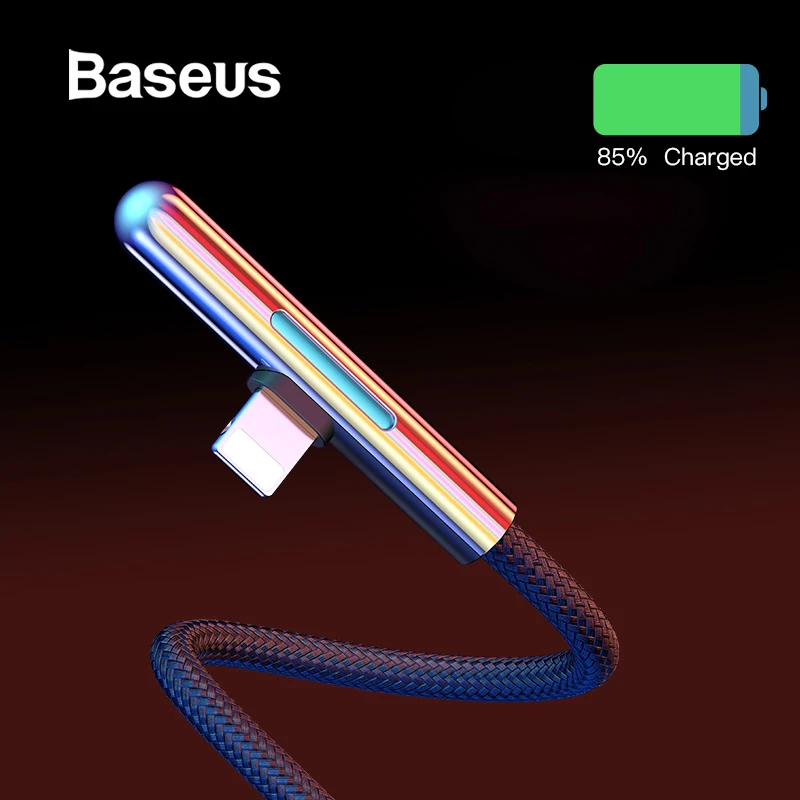 Светодиодный usb-кабель Baseus для iPhone XR 2.4A для быстрой зарядки iPhone 8 XS Max USB кабель локоть красочный постепенный свет Кабо USB провод USB зарядное устройство быстрая зарядка For iPhone 8 7 7Plus 6 6S