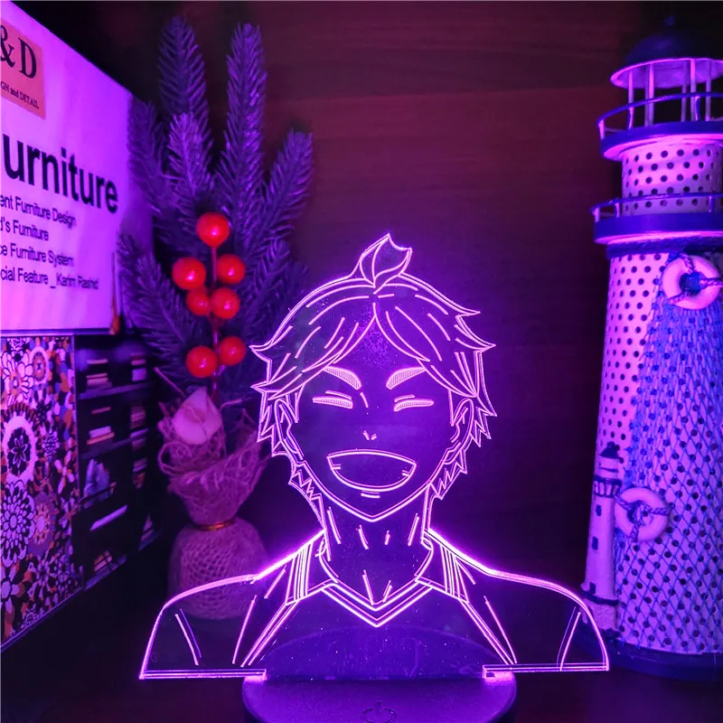 Светодиодные ночники HAIKYUU KAWAII sugawa с 3D иллюзией аниме лампа меняющая цвет для