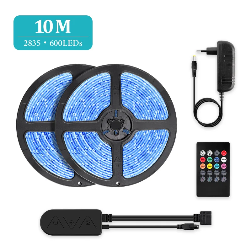2835 600LEDs 10M Светодиодный светильник RGB 5 м/10 м 2835/5050 водонепроницаемая светодиодная лента с пультом дистанционного управления и Bluetooth контроллером для домашнего декора светильник ing - Испускаемый цвет: 2835 600LEDs 10M