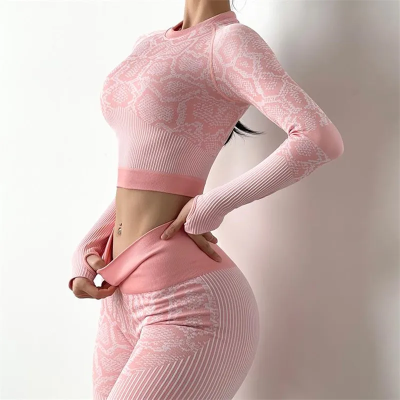 Спортивная Женская высокоэластичная облегающий влагоотводящий костюм для йоги