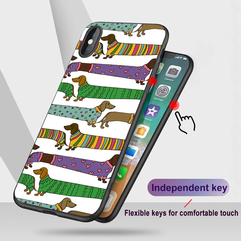 

Funny Dachshund Phone Case For iPhone 11 Case for IPhone 11 Pro XR X XS Max 7 8 6S Plus SE 2020 Soft TPU Back Cover Funda Couple