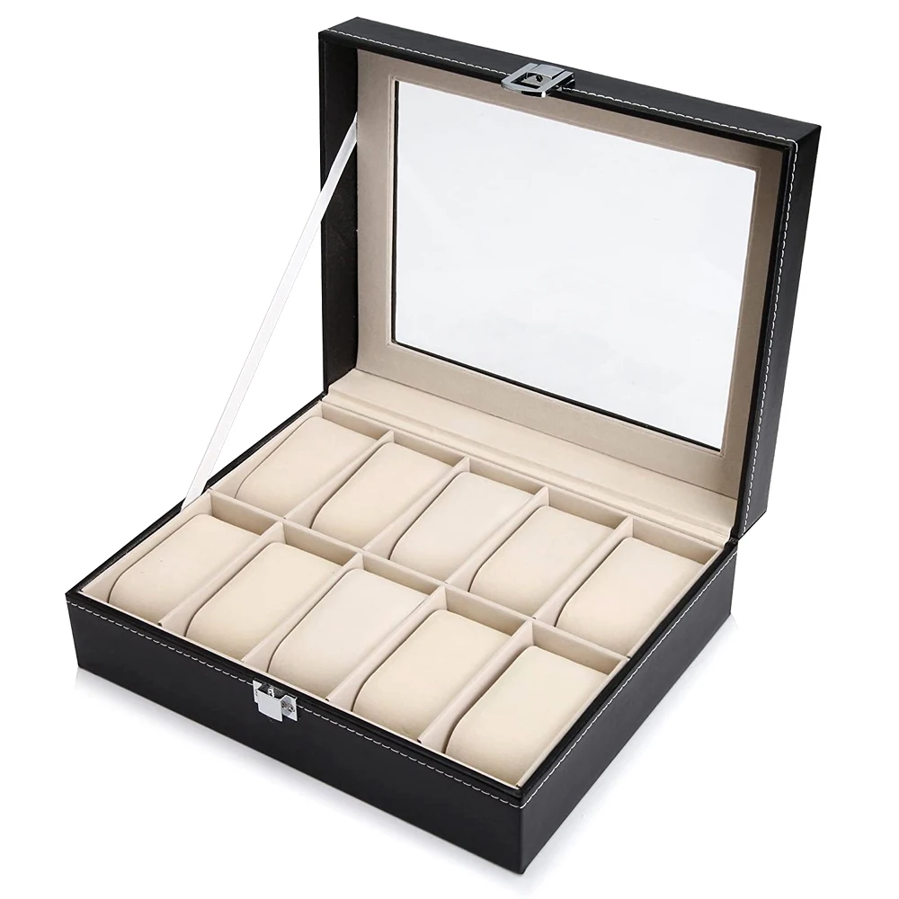 Кожаная коробка для мужских часов рабочая с 2/3/6/10/12 отделениями чехол хранения