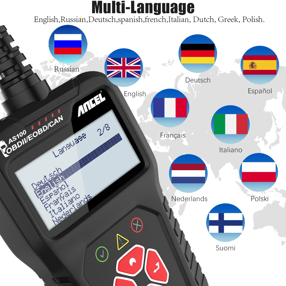 Автомобильный сканер Ancel AS100 OBD2 считыватель кодов двигателя для Renault Peugeot PK ELM327