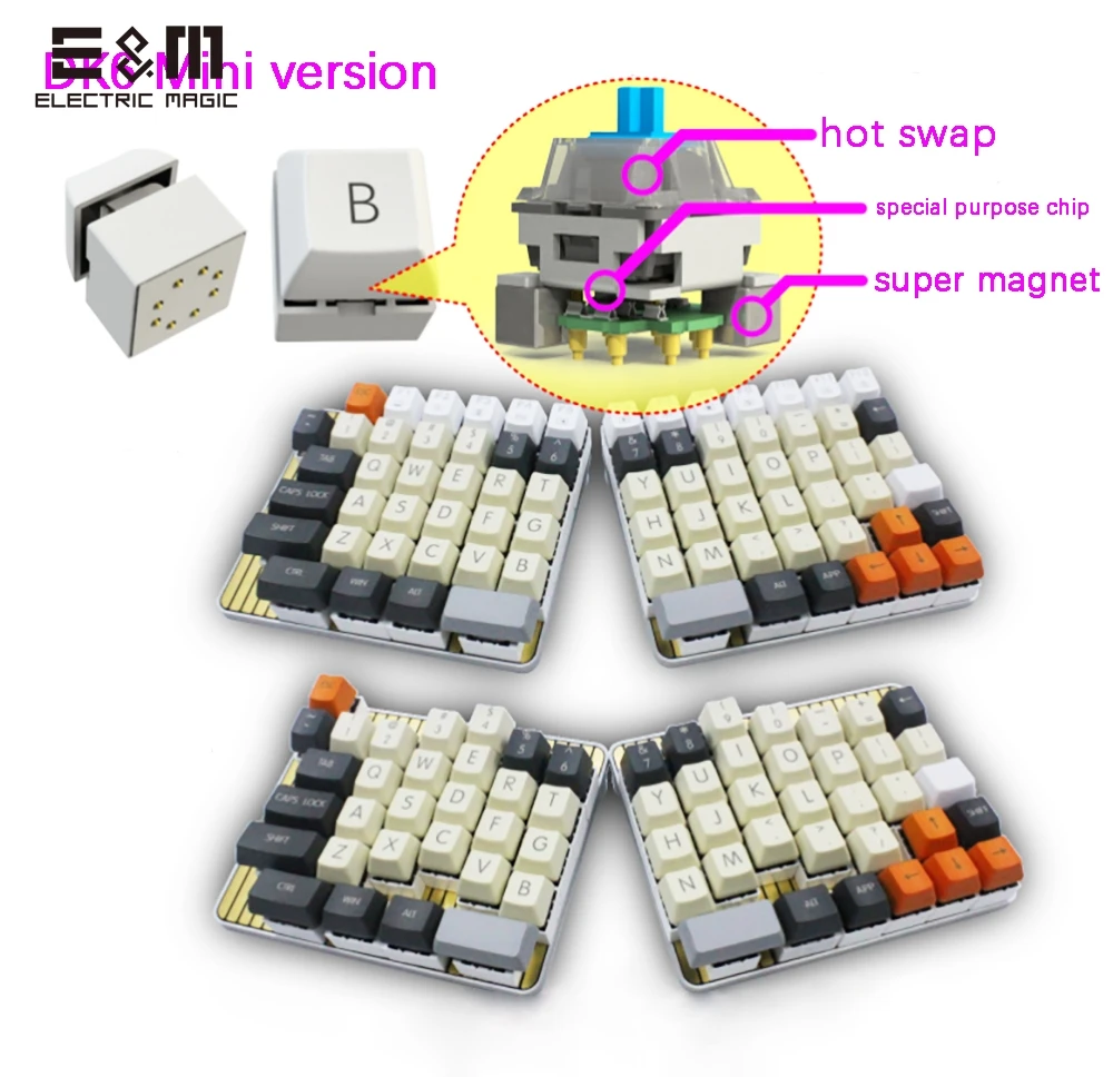 Клавиатура DK6 Mini NKRO горячая переключение Магнитная макро клавиша