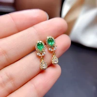 new exquisite drop earrings for women party dating luxury round shaped color treasure green stone female christmas gift