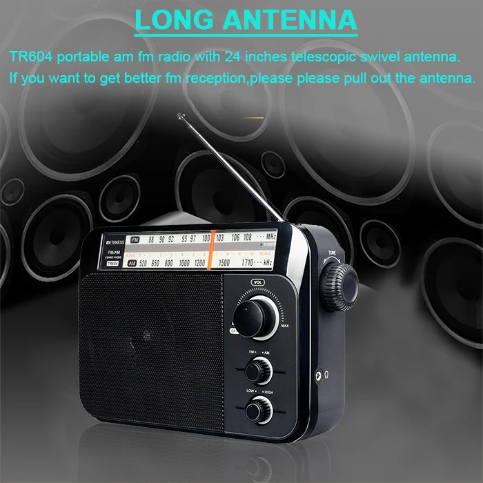 Retekess TR604 FM/AM 2 диапазона черный 2019new Портативный радио от сети переменного тока перезаряженный приемник для пожилых, слуховой поврежденные людей