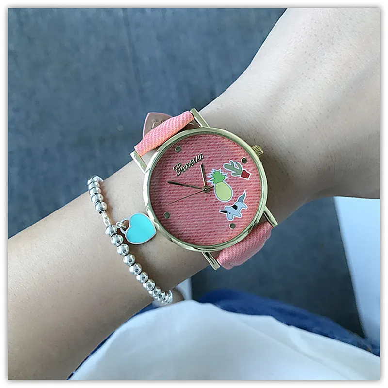 

Nice Fashion Vogue Fruit Watch Pineapple Leather Analog Quartz Casual Watch Children Clock Top Brand Luxury Bayan Kol Saati Rel