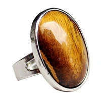 fysl silver plated oval shape tiger eye stone resizable finger ring for gift lapis lazuli trendy jewelry