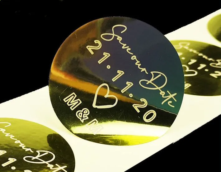 

Gold Wedding Sticker With Custom Logo (Black Color Printing)