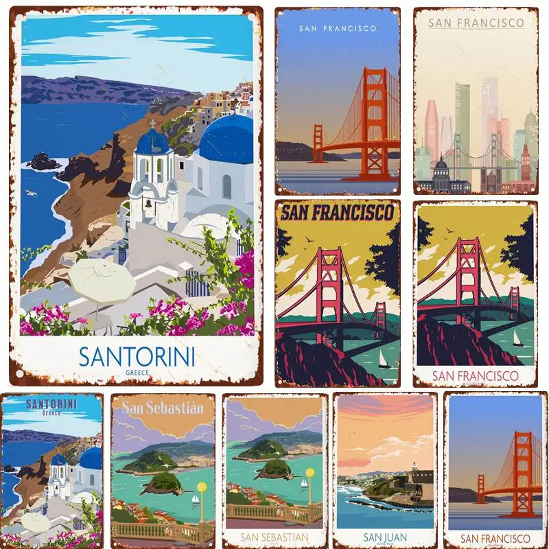 

Tin Sign San Francisco San Fran Wall Art Vintage Travel San Francisco Golden Gate Bridge California Home Decor SF City