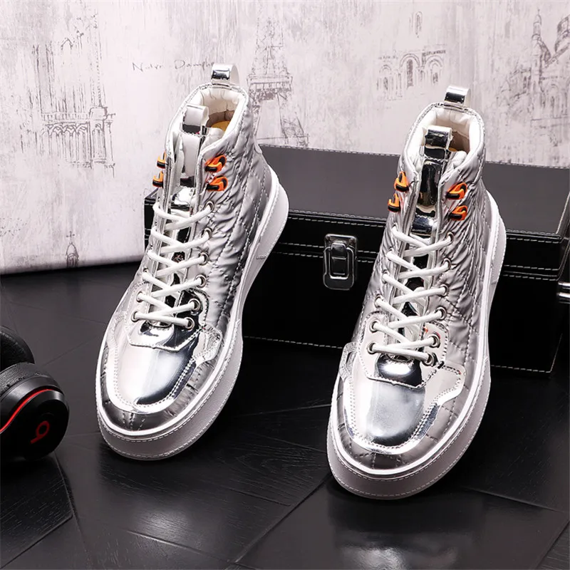 Beli Sneakers Pria Musim Gugur Keluaran Baru Sepatu Kasual Flat Mode Atasan Tinggi Penambah Tinggi Sepatu Bot Pergelangan Kaki Zapatillas Hombre