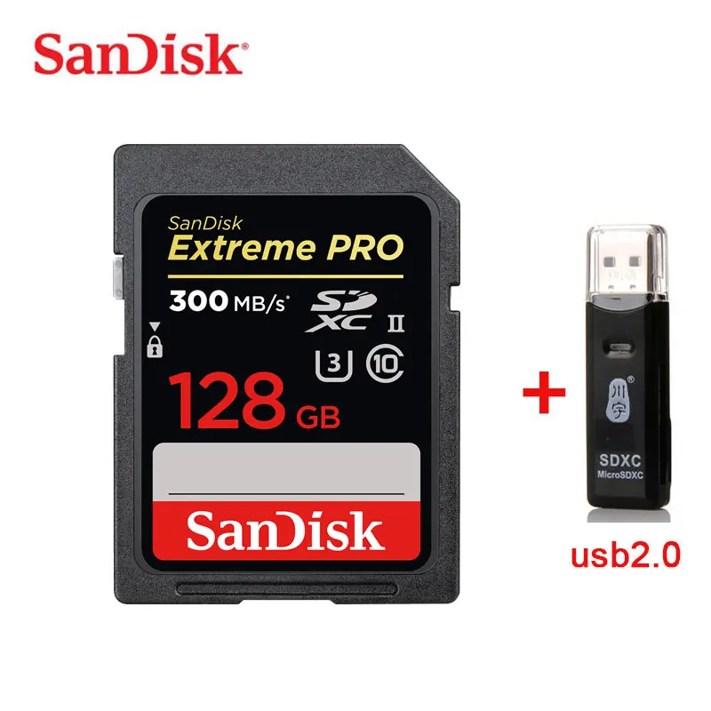Карта памяти SanDisk Extreme High Speed 64 ГБ UHS ll SD карта 128 для камеры флэш 300 МБ 300|Карты