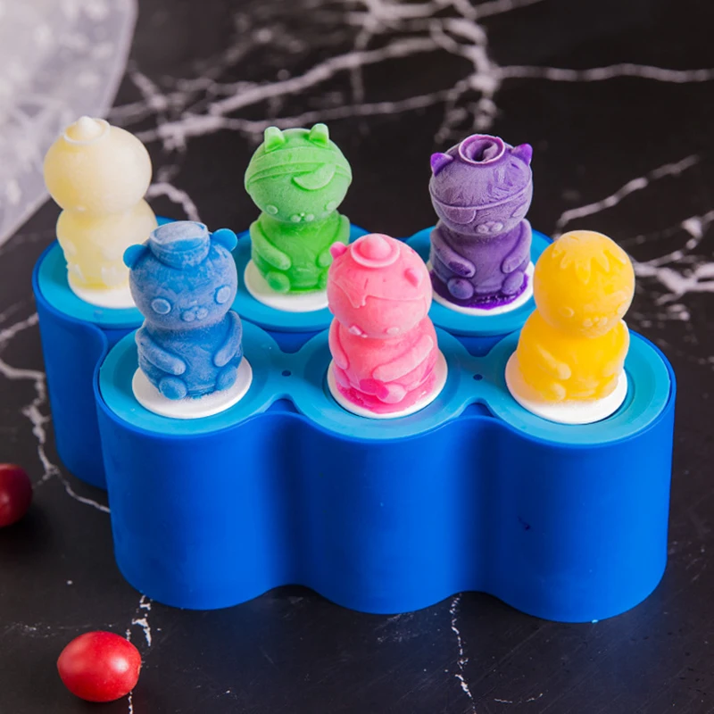 

Silicone Popsicle Molds Lovely Cartoon DIY Ice Cream Tray Creative Ice Making Kitchen Tools _WK
