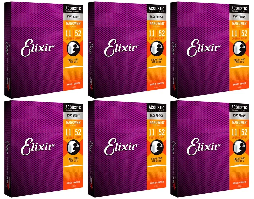 

Elixir Nanoweb 11027 Coating 80/20 бронзовые для акустической Струны для гитары Custom светильник 011-052
