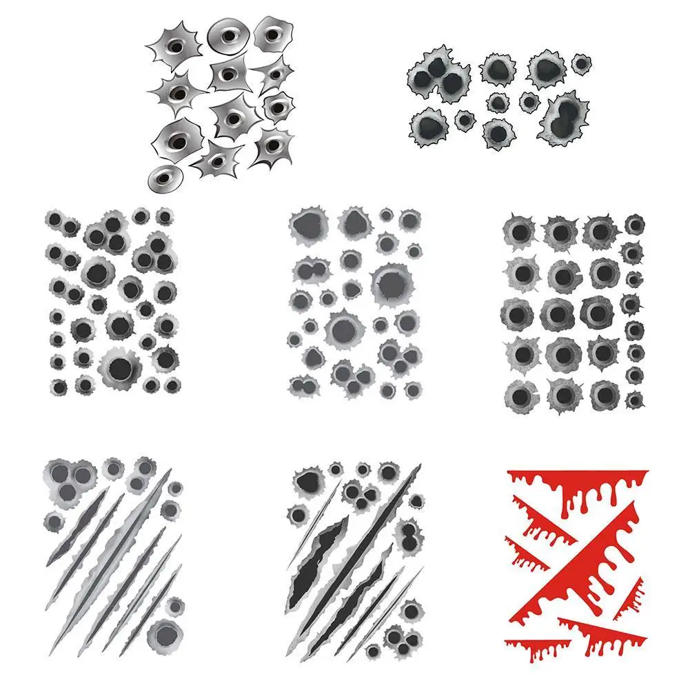 

1pcs Funny Car Stickers 3D Bullet Hole Car Side Stickers Hole Car-covers Stickers Realistic Scratch Bullet Waterproof Motor B1L1