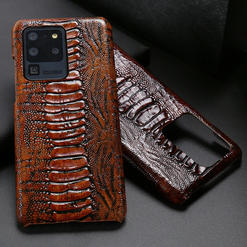 

Leather Phone Case For Samsung S21 Ultra S7 S8 S9 S10 Lite S10e Note 8 9 10 20 Plus A20 A30 A50 A70 A51 A71 A8 Ostrich Foot Case