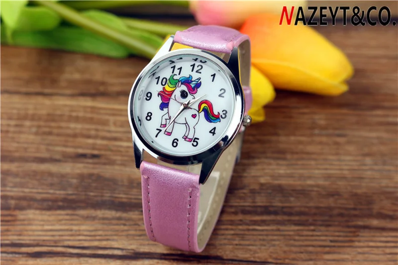 Детские Кварцевые часы с мультяшным единорогом студенческие наручные ремешком