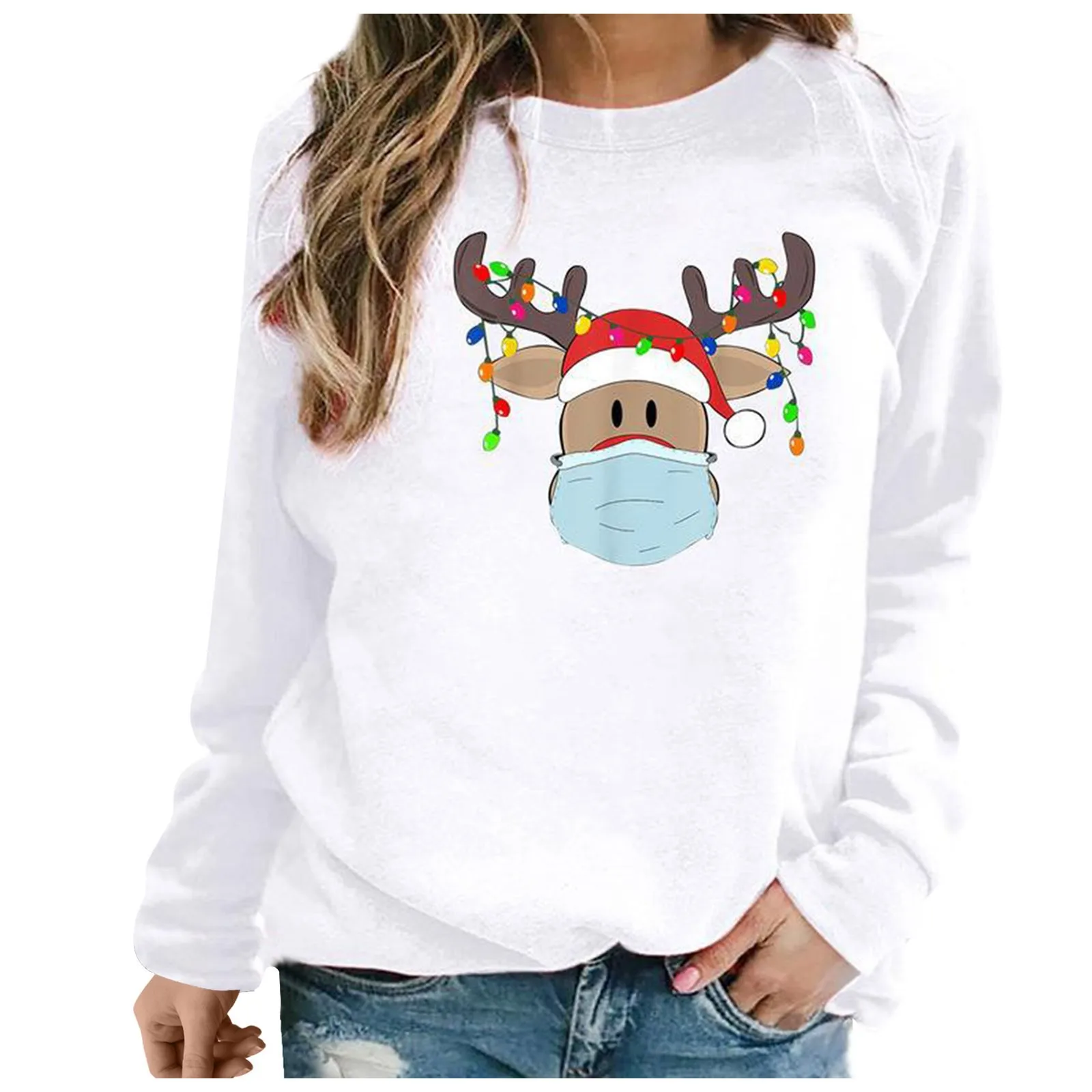 

Merry Christmas Sweatshirts For Women Casual O-Neck Long Sleeve Sweatshirts For Women Christmas Pullovers 2021 sueter navideño
