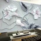 Самоклеящиеся обои в европейском стиле с 3D тиснением в виде цветов лилии, настенные современные обои для гостиной, телевизора, дивана, ресторана