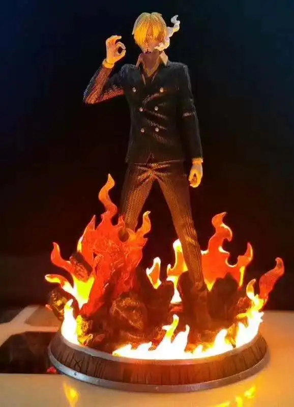 Аниме одна штука Vinsmoke Sanji Fire Light Up статуя ПВХ фигурка Коллекционная модель игрушки