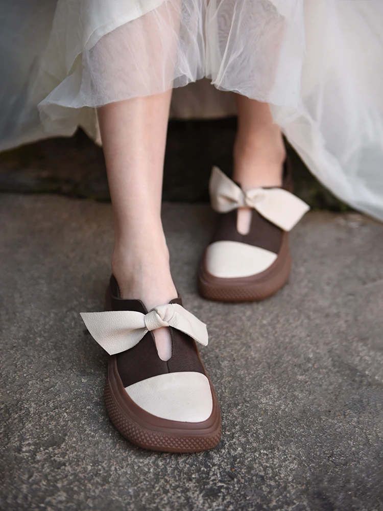 

Artmu Original Flats Shoes For Women Genuine Leather Handmade Genuine Leather Bow Shoes Loafers Two Wearing Leisure Ladies Shoes