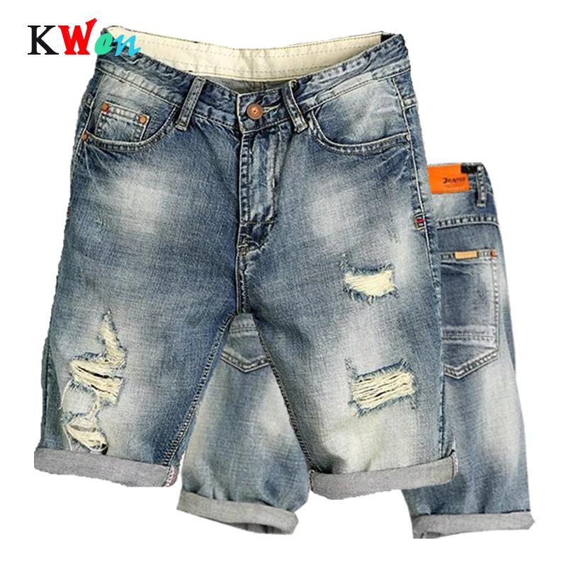 Шорты мужские рваные из денима дышащие для отдыха брендовая одежда летние
