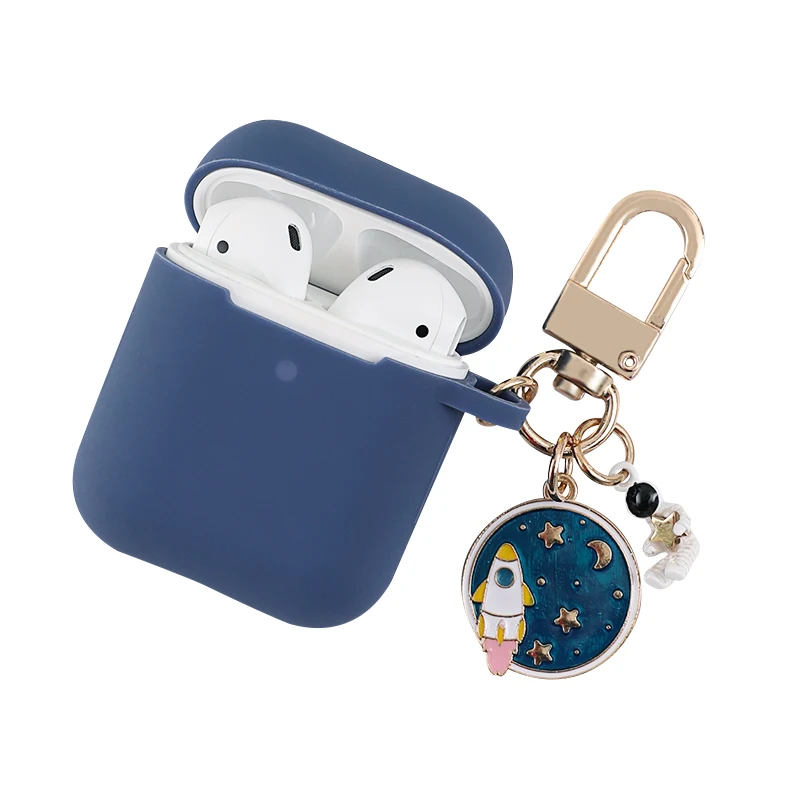 

For Apple Airpods 2 silicone earphone Accessories case astronaut Keychain Cover Bag For Airpods Bluetooth Headphone box