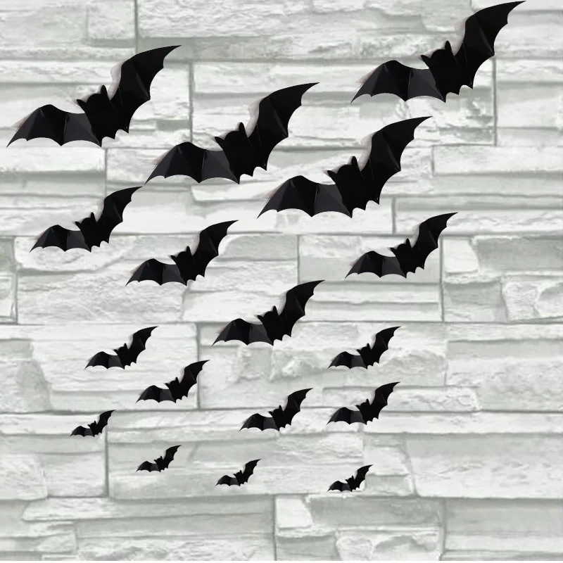 

160 шт. Хэллоуин 3D черный Косплэй летучая мышь наклейки на стены для празднования Хэллоуина вечерние DIY декоративные настенные Хэллоуин лету...