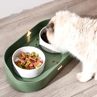 pet cat bowl practical dog food storage bowl splash proof can put snack to protect the cervical spine feeder kitten feeding dish