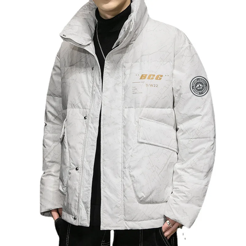 Light Down Jacket Men's Winter 2021 New Tide Brand White Duck Down Thick Warm Fall and Winter Short Coat Tide