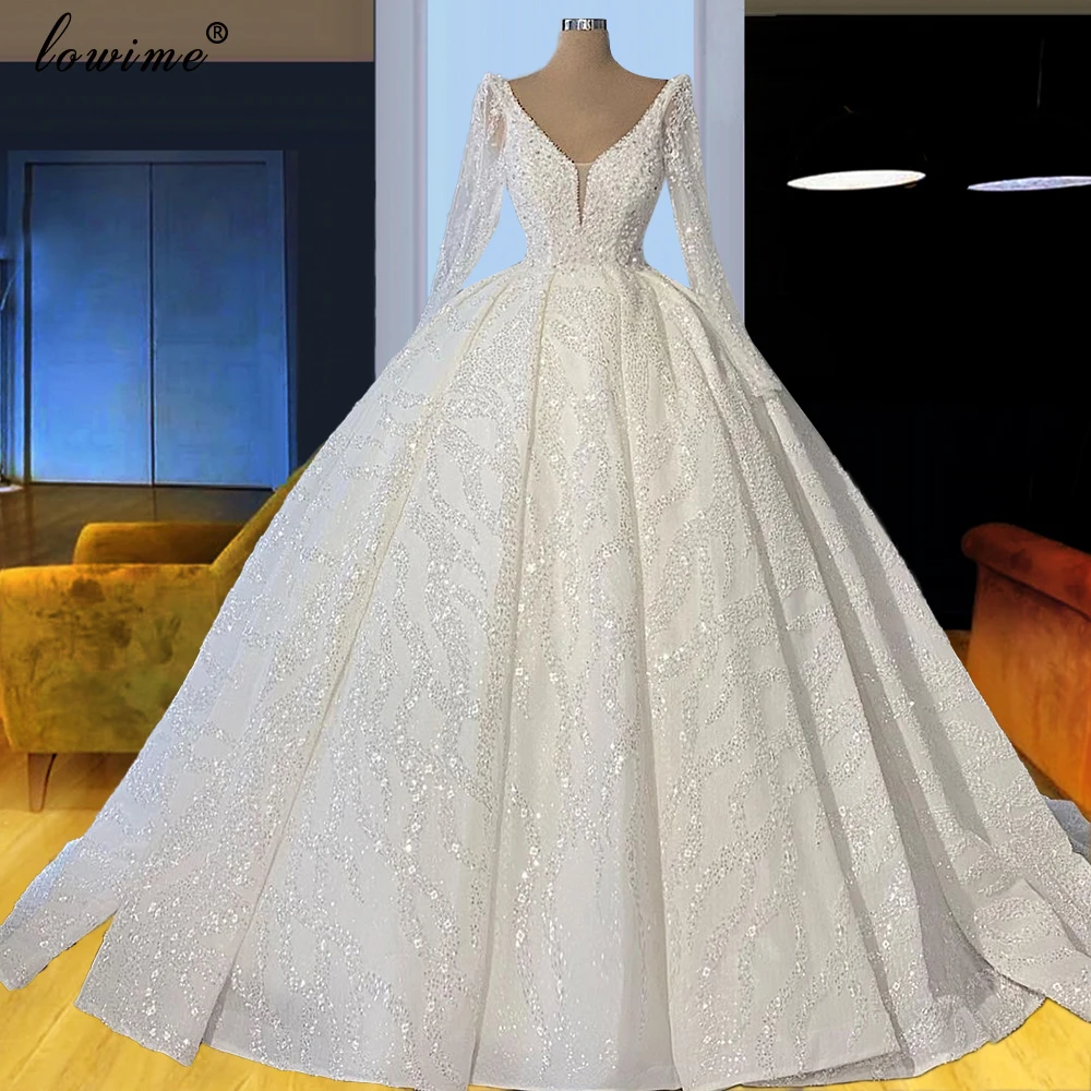 

Платье Свадебное женское, с длинным рукавом и V-образным вырезом, 2021