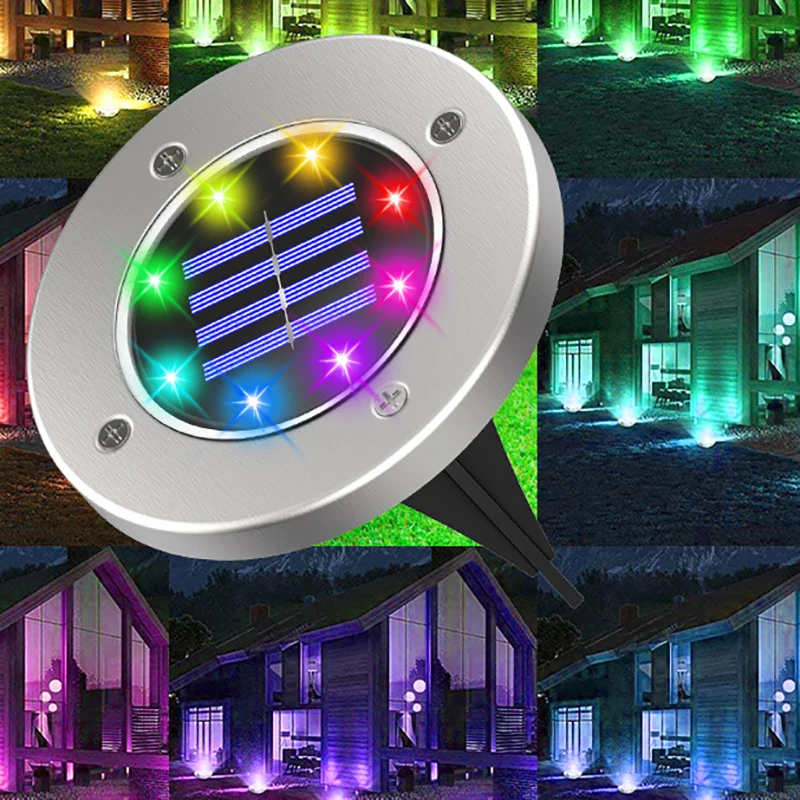 

Solar Powered Ground Light Waterproof Garden Pathway Deck Lights LED Multi-Color Landscape Lamp for Home Yard Driveway Lawn Road