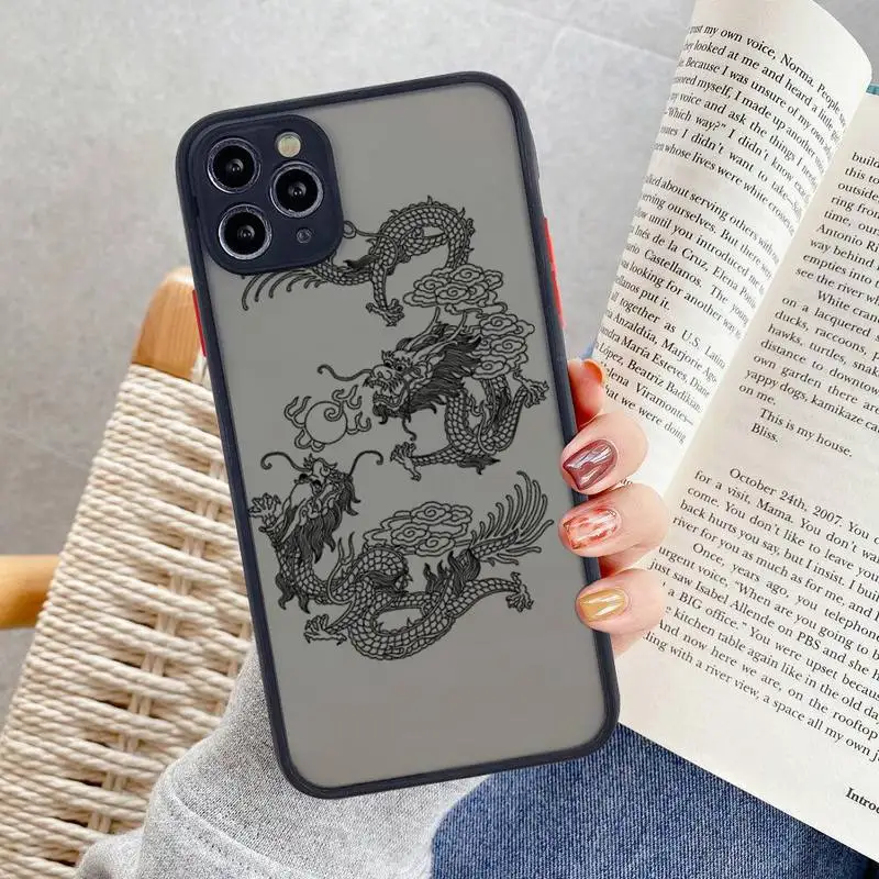 Fashion Dragon Animal Pattern Phone Case For iphone 12 11 Pro Max Mini XS 8 7 Plus X SE 2020 XR Matte Transparent Light Cover |