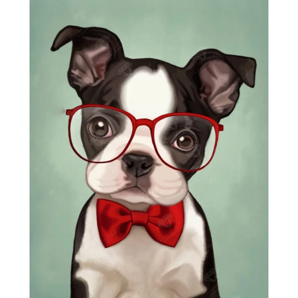 

5D DIY diamond painting Dog with glasses Full Drill Embroidery Cross Stitch Mosaic Craft Kits Home Decor Christmas Gift
