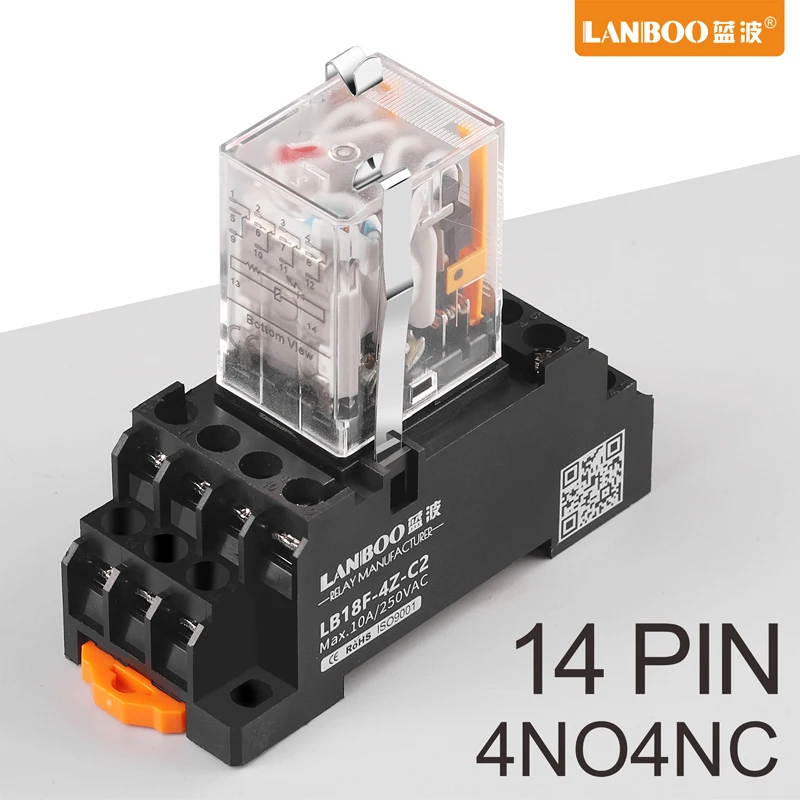LANBOO LY2NJ HH52 электронное Микро Мини промежуточное электромагнитное реле 14PIN катушка DPDT с гнездом база DC12V, 24V AC110, 220V