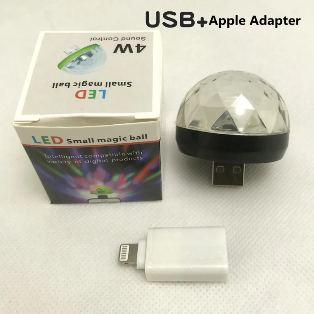 Black For Apple Adeeing USB диско светильник светодиодный вечерние светильник s Портативный хрустальный магический шар красочный эффект сценический светильник для дома вечерние караоке Декор - Цвет: Black For Apple