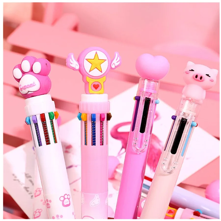 Kawaii 10 в 1 Русалка Цветной шариковая ручка 6 сердцем свиньи мультипликационная