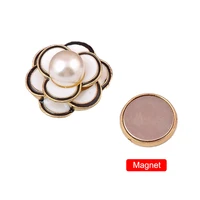 high grade camellia flower magnet brooch pearl strong metal plating magnetic no hole pin brooches for women clothing accessories