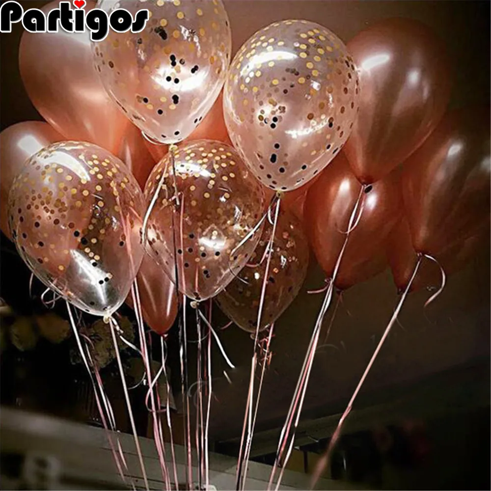 

10pcs rose gold balloons Confetti Set Chrome ballon Birthday deco Party Wedding Decoration Wedding Anniversary globals Metallic