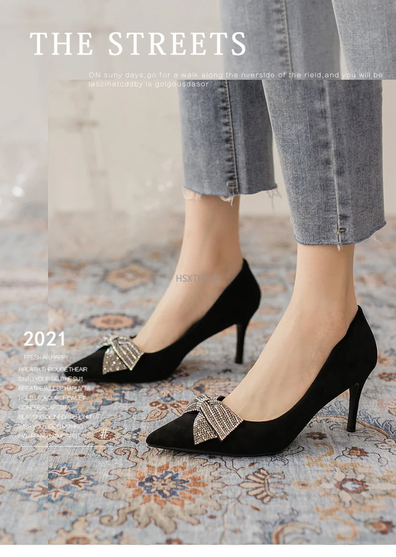 

Туфли-лодочки женские на высоком каблуке, заостренный носок, без застежки, с бантиком-бабочкой, пикантная обувь для стриптиза, 2022