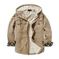 fashion men coat cotton velvet long sleeve shirt autumn winter padded lambswool hooded jacket coat outerwear coats top