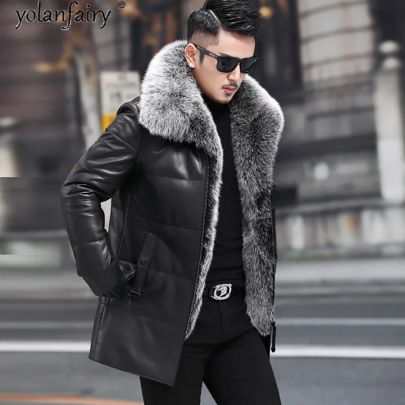 

YOLANFAIRY Men's Down Jackets Winter Jacket Men's Genuine Sheepskin Real Natural Fur Coat Male Coats Ropa De Hombre A-1550 TN7