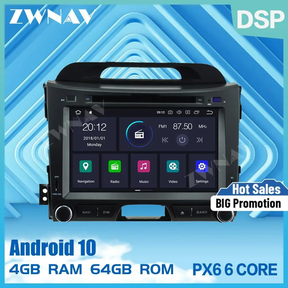 Автомагнитола PX6 DSP Android 10 0 мультимедийный DVD видеоплеер с GPS для KIA Sportage 2010 2016
