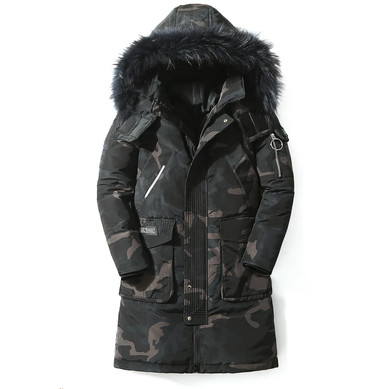 

Зимняя мужская теплая брендовая куртка, роскошный Съемный меховой воротник, водолазка, ветрозащитные, выразительные удобные манжеты, 75% пух...