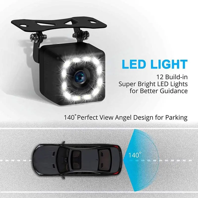 Car Rear View Camera Universal 12 LED Night Vision Backup Parking Reverse Waterproof 140 Wide Angle HD Color Image | Автомобили и