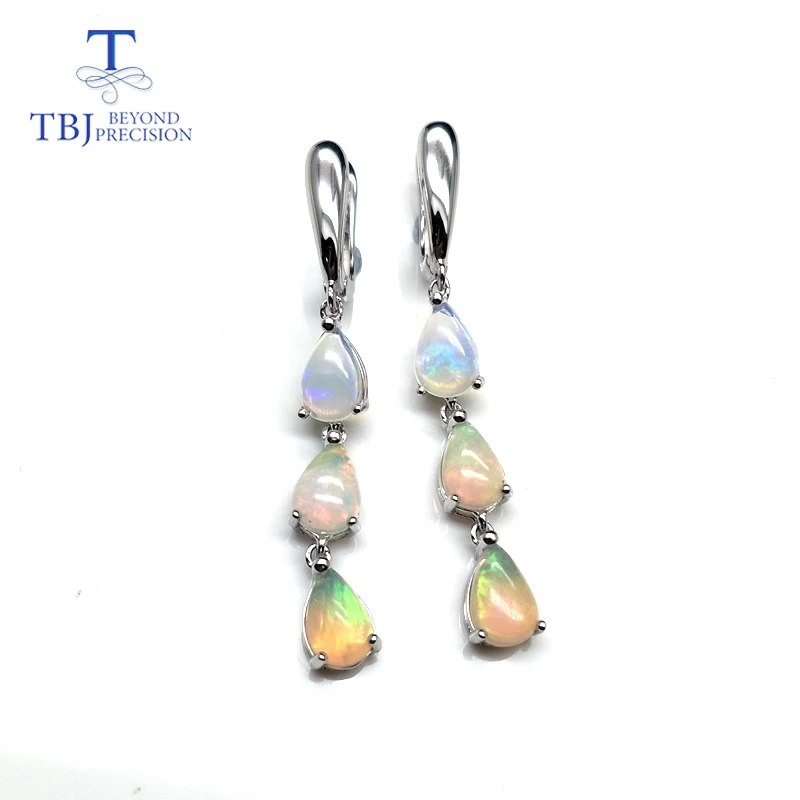 Женские длинные серьги из серебра 925 пробы с опалом|Серьги-подвески| |