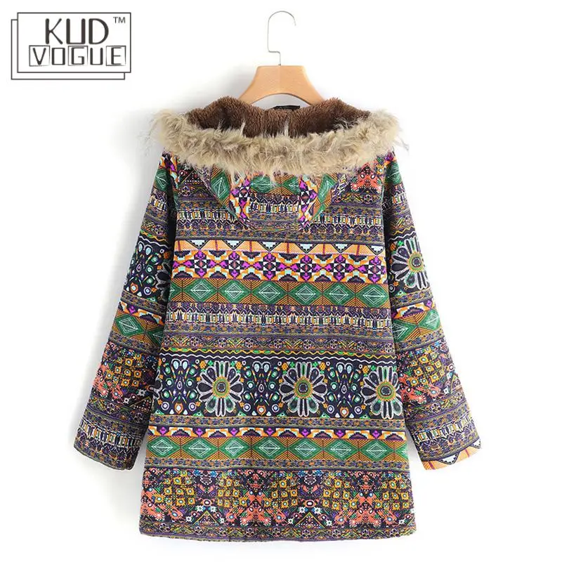 Женская зимняя теплая верхняя одежда большие размеры винтажная Геометрическая с