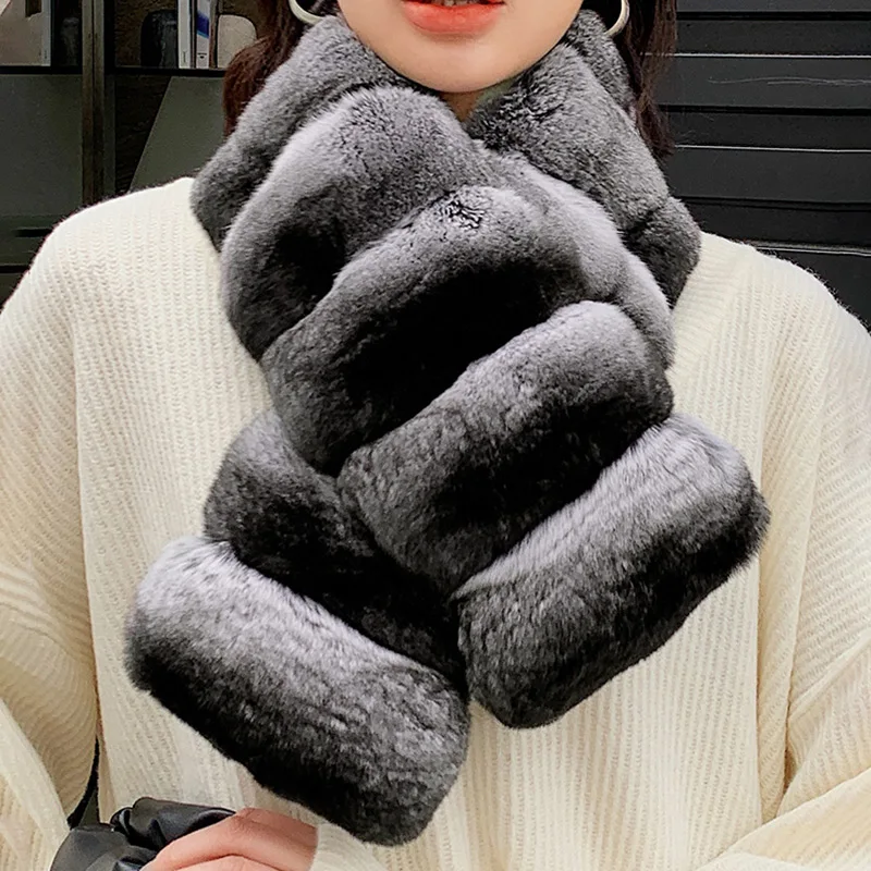 2021 New Arrivals Real Fur Scarf Women's Natural Headband Fashion Autumn Lady Chinchilla Collar Elastic Muffler TZ8682 |