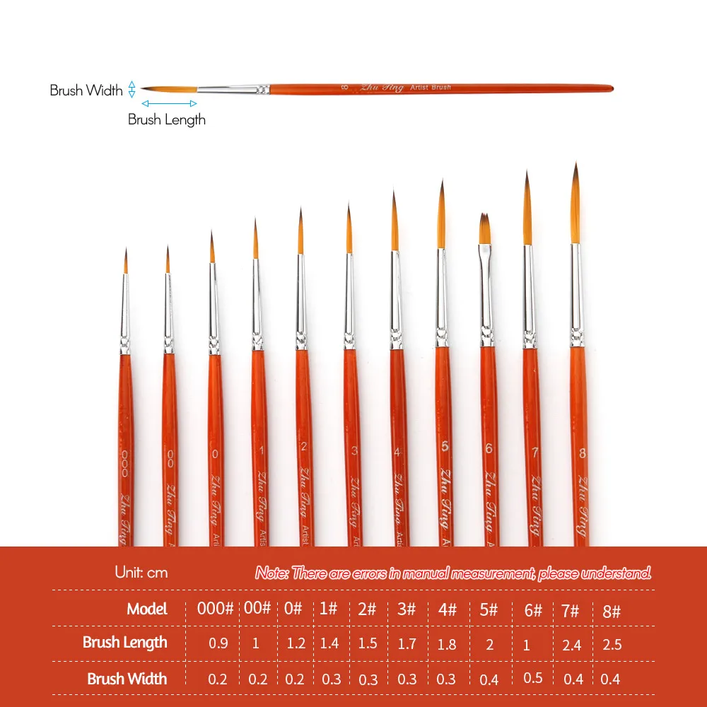 Набор кистей для рисования нейлоновая кисть художников заостренная круглая