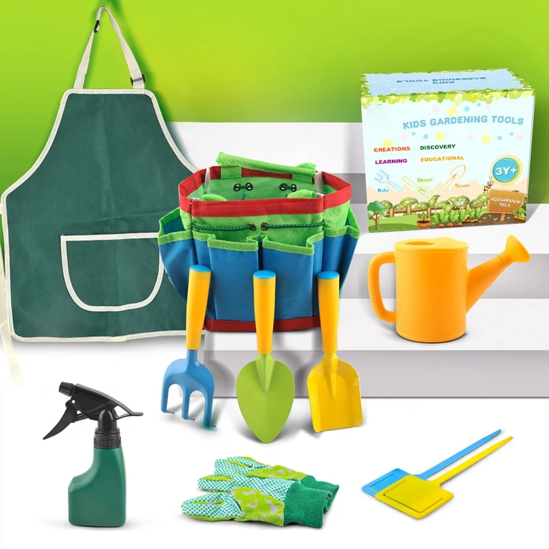 9Pcs Kids Gardening Tool Sets Children Garden Digging Sand Playing Kit STEM Educational Toys For 3-7 Year Olds |